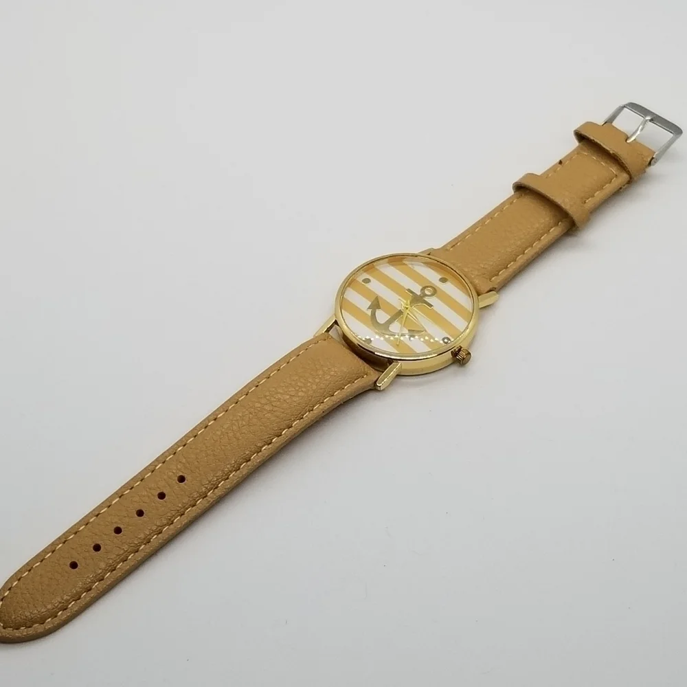 striped anchor watch with tan band